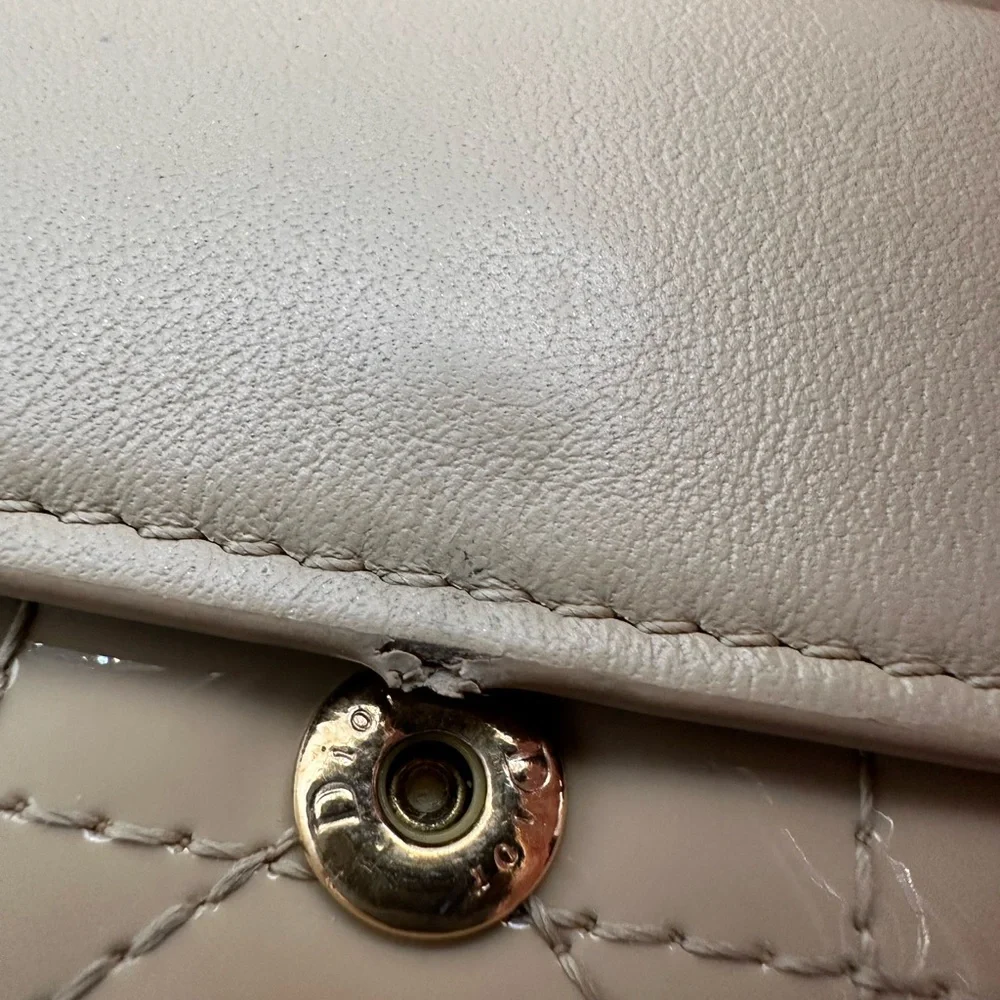 Dior Beige Patent Leather/Leather Trifold Wallet Made in Italy 43-MA-0290